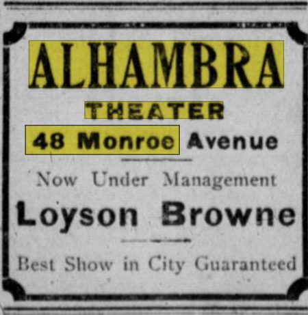 Apr 1908 article Palace Theatre (Alhambra Theater), Detroit